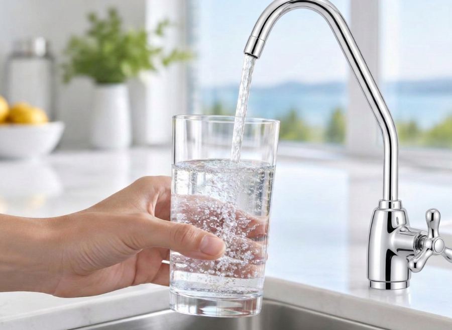 The five filtration stages of the reverse osmosis system
